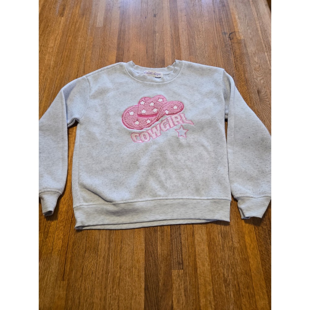 Violet Skye Girls XL (14/16) Heathered Gray Pink‎ Cowgirl Pullover Sweatshirt